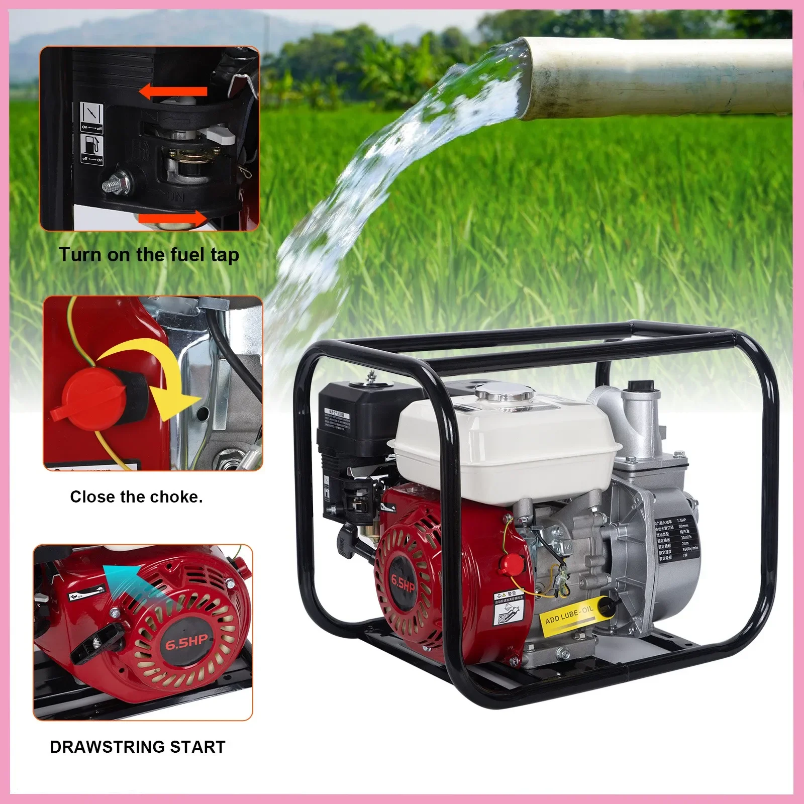 2-дюймовый 6.5HP 4-тактный бензиновый насос для перекачки воды и полупромышленных стоков
2-дюймовый 6.5HP 4-тактный бензиновый насос для перекачки воды и полупромышленных стоков