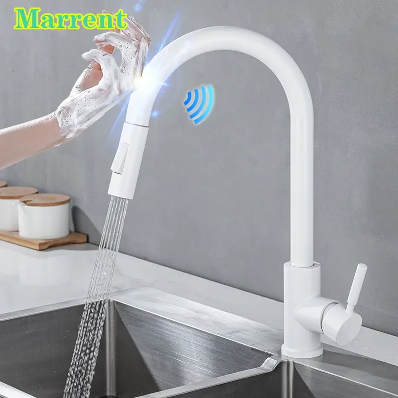 Touch Hot and Cold Kitchen Sink Faucet Mixer Deck Mount Sensor Stainless Steel Kitchen Water Taps with Pull Out Sprayer
Touch Hot and Cold Kitchen Sink Faucet Mixer Deck Mount Sensor Stainless Steel Kitchen Water Taps with Pull Out Sprayer