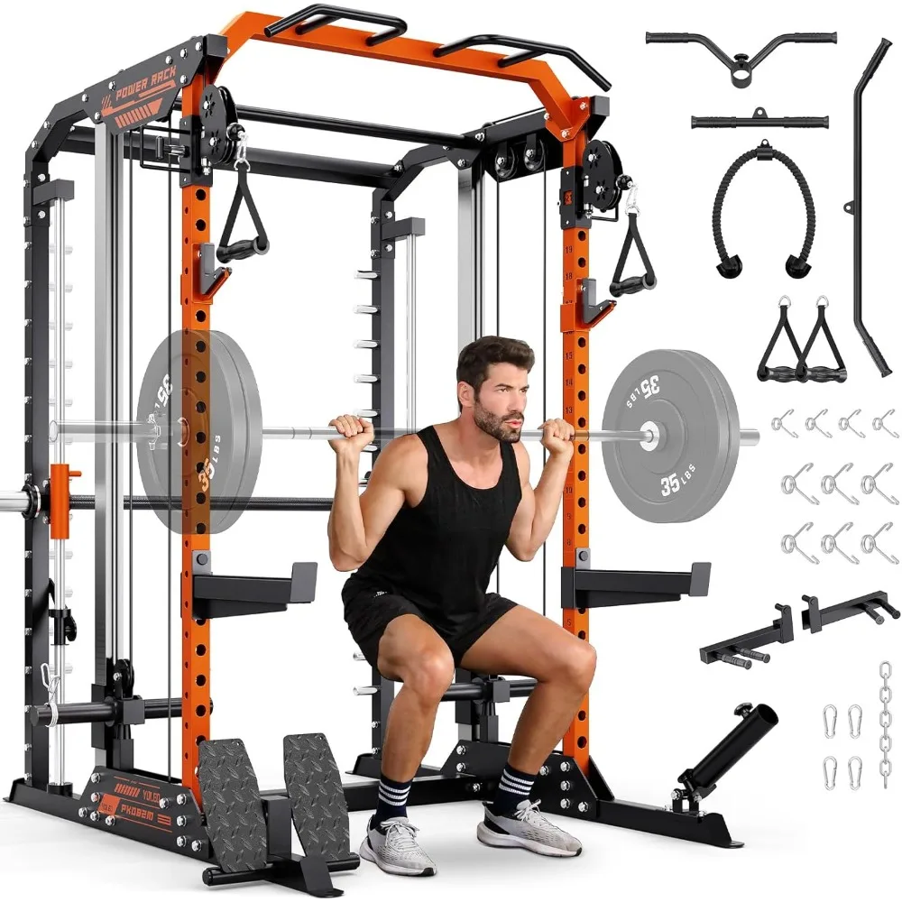 Smith Machine with Independent Dual-Pulley System, 1700LBS Adjustable Cable Crossover Squat Rack, Multi-Functional Power
Smith Machine with Independent Dual-Pulley System, 1700LBS Adjustable Cable Crossover Squat Rack, Multi-Functional Power