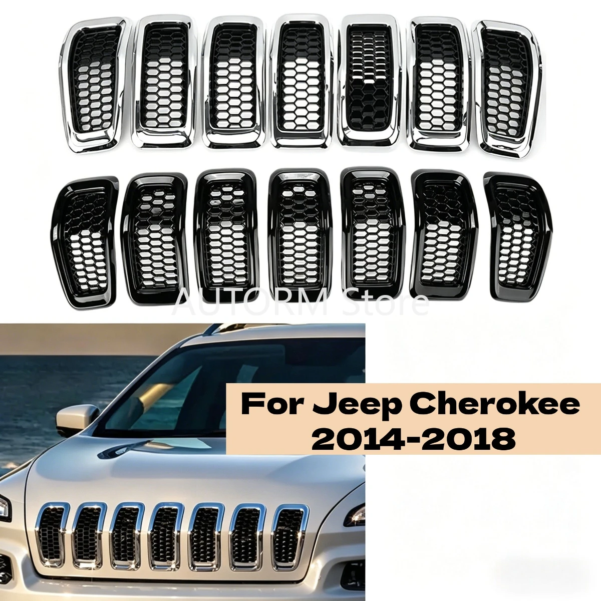 Гоночные решетки радиатора для Jeep Cherokee 2014-2018: передняя вставка, сетчатая вентиляционная решетка, декоративная накладка, внешние аксессуары
Гоночные решетки радиатора для Jeep Cherokee 2014-2018: передняя вставка, сетчатая вентиляционная решетка, декоративная накладка, внешние аксессуары