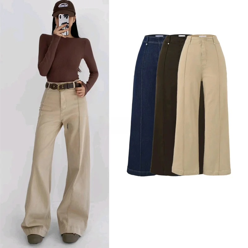 Новые зимние джинсы с высокой талией, прямые широкие штанины, свободный крой, повседневные брюки для женщин, полиэстер
Новые зимние джинсы с высокой талией, прямые широкие штанины, свободный крой, повседневные брюки для женщин, полиэстер