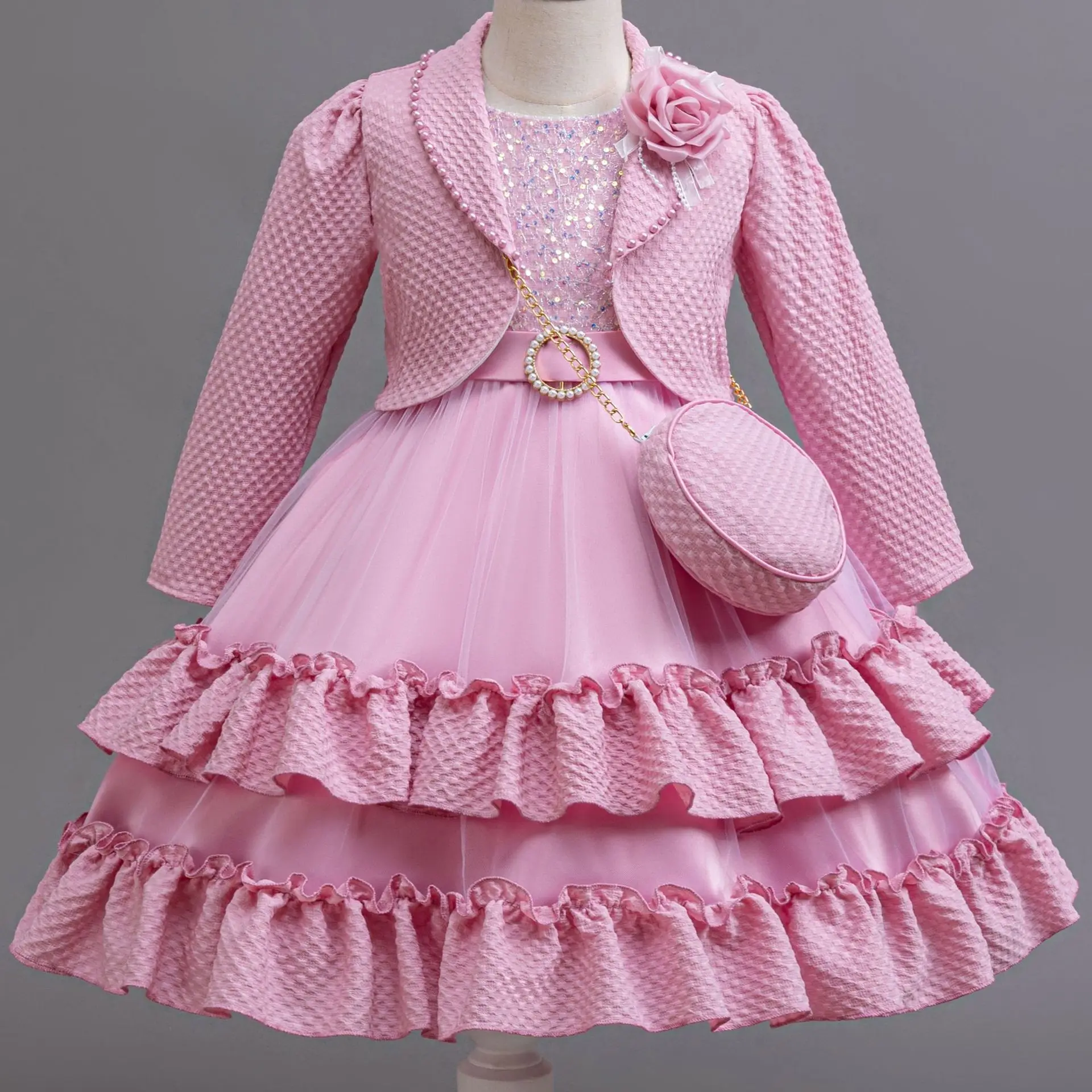 Fashion Girls Long Sleeve Jacket Sequined Tulle Princess Dresses For Children Pageant Party Birthday Festival Wedding Vestidos
Fashion Girls Long Sleeve Jacket Sequined Tulle Princess Dresses For Children Pageant Party Birthday Festival Wedding Vestidos