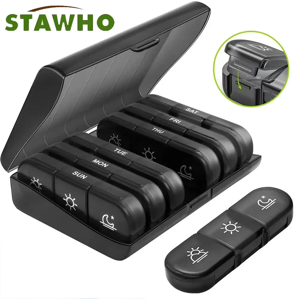 1Pcs Weekly 21 Grids Pill Box Medicine Organizer Black Plastic Storage Box Container Portable Pill Case
1Pcs Weekly 21 Grids Pill Box Medicine Organizer Black Plastic Storage Box Container Portable Pill Case