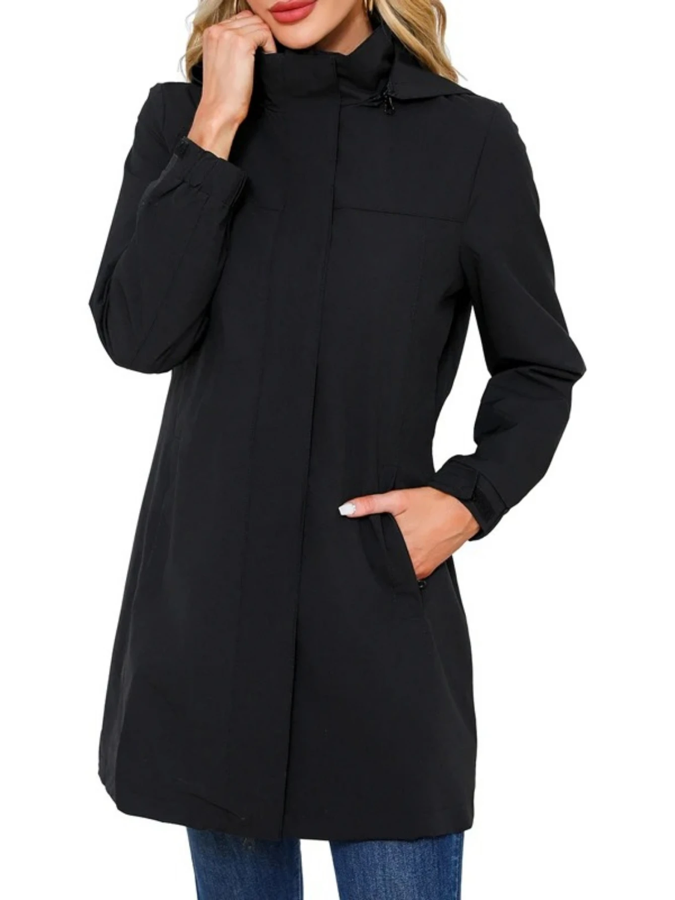 Spring Autumn Women's Long Sleeve Solid Color Lightweight Trench Coat with Detachable Hood Water-Repellent Windbreaker
Spring Autumn Women's Long Sleeve Solid Color Lightweight Trench Coat with Detachable Hood Water-Repellent Windbreaker