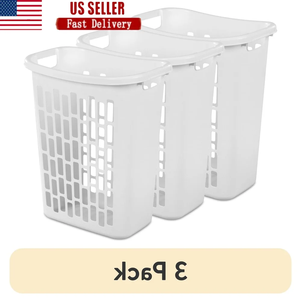 3 Pack Rectangular Plastic Laundry Hamper with Handles Ventilated Design Efficient Space Saving Household Organization
3 Pack Rectangular Plastic Laundry Hamper with Handles Ventilated Design Efficient Space Saving Household Organization