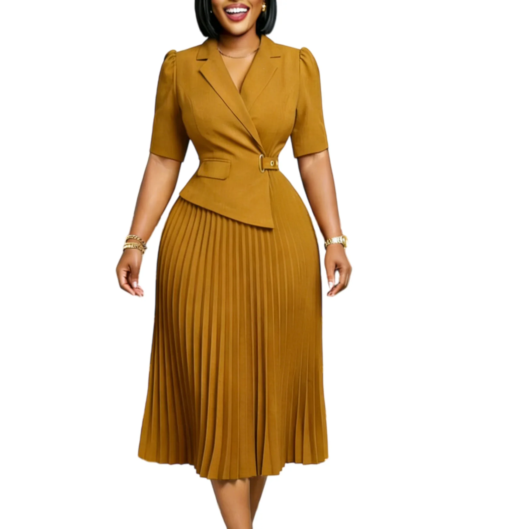 Elegant Dashiki African Dresses for Women Summer Fashion African Half Sleeve V-neck Polyester Pleat Midi Dresses Africa Clothing
Elegant Dashiki African Dresses for Women Summer Fashion African Half Sleeve V-neck Polyester Pleat Midi Dresses Africa Clothing