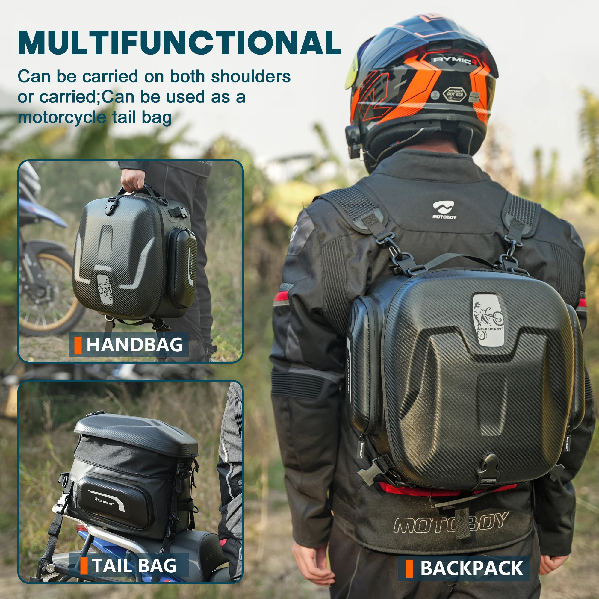 WILD HEART 34L Waterproof Motorcycle Helmet Bag Hard Shell Backpack Motorbike Rear Tail Bag Riding Travel Luggage
WILD HEART 34L Waterproof Motorcycle Helmet Bag Hard Shell Backpack Motorbike Rear Tail Bag Riding Travel Luggage