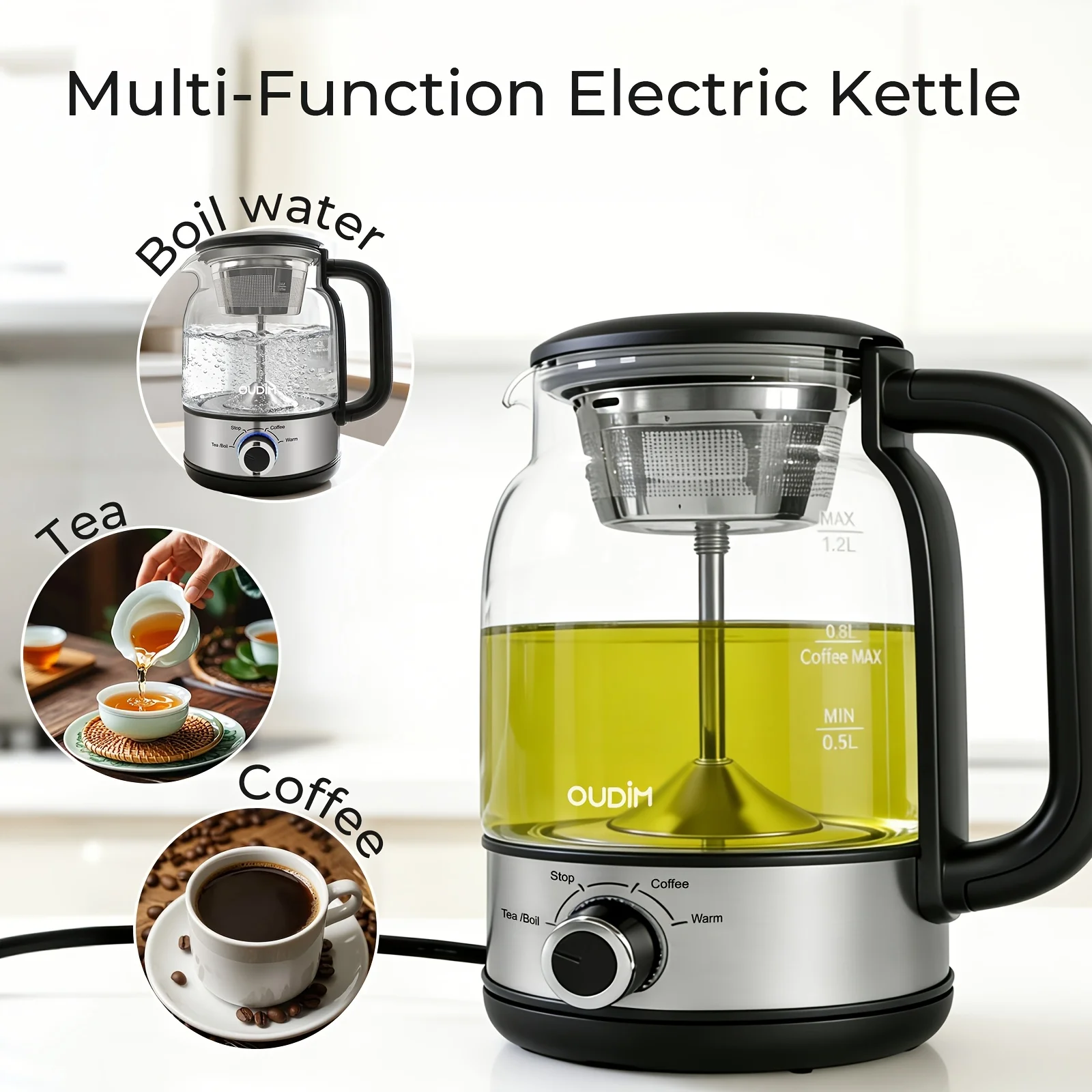 40.58oz Electric Coffee Maker&Tea Infuser-600W, BPA-Free Glass Stainless Steel Kettle, Heat Resistant Borosilicate, 304 Stainles
40.58oz Electric Coffee Maker&Tea Infuser-600W, BPA-Free Glass Stainless Steel Kettle, Heat Resistant Borosilicate, 304 Stainles