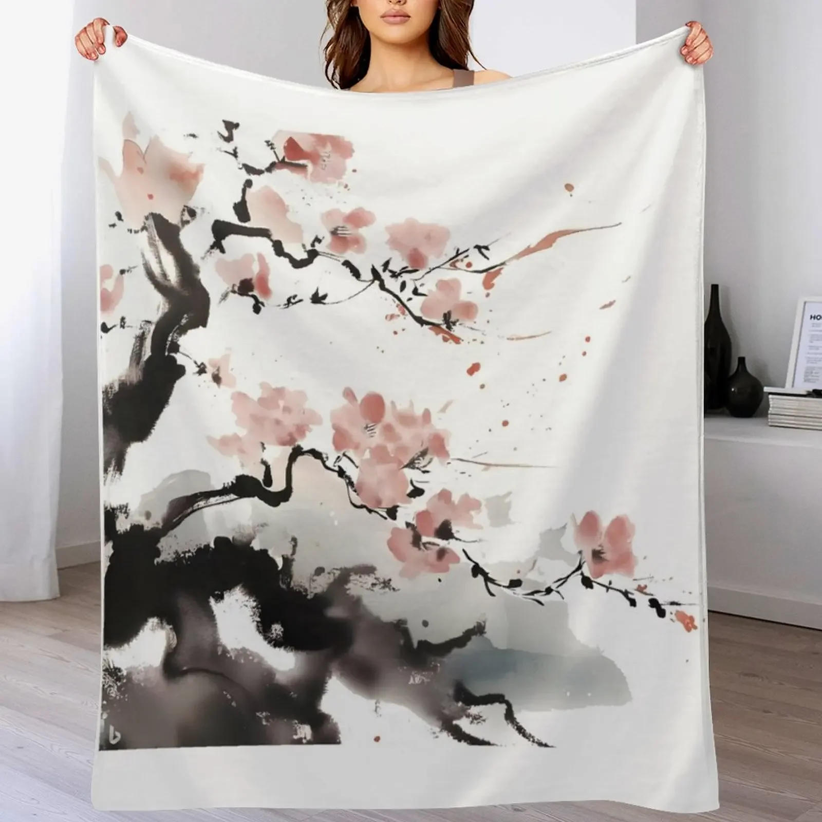 Cherry blossom with Japanese ink Throw Blanket All Season Lightweight Soft Blanket for Bed
Cherry blossom with Japanese ink Throw Blanket All Season Lightweight Soft Blanket for Bed