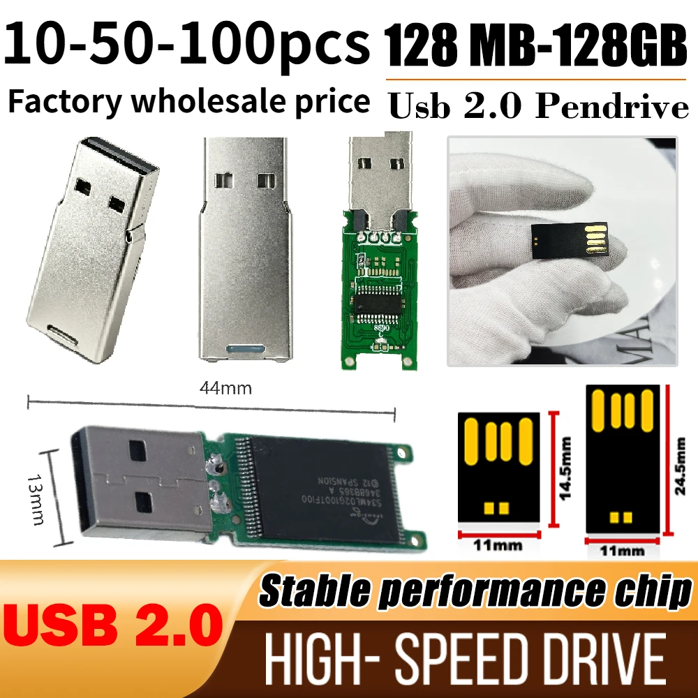 10-50-100pcs Wholesale USB 2.0 Semi-finished Chip Flash Drive 1GB 2GB 4GB Pen Drive 8GB 16GB 32GB 64GB128MB Memory Flash Disk
10-50-100pcs Wholesale USB 2.0 Semi-finished Chip Flash Drive 1GB 2GB 4GB Pen Drive 8GB 16GB 32GB 64GB128MB Memory Flash Disk