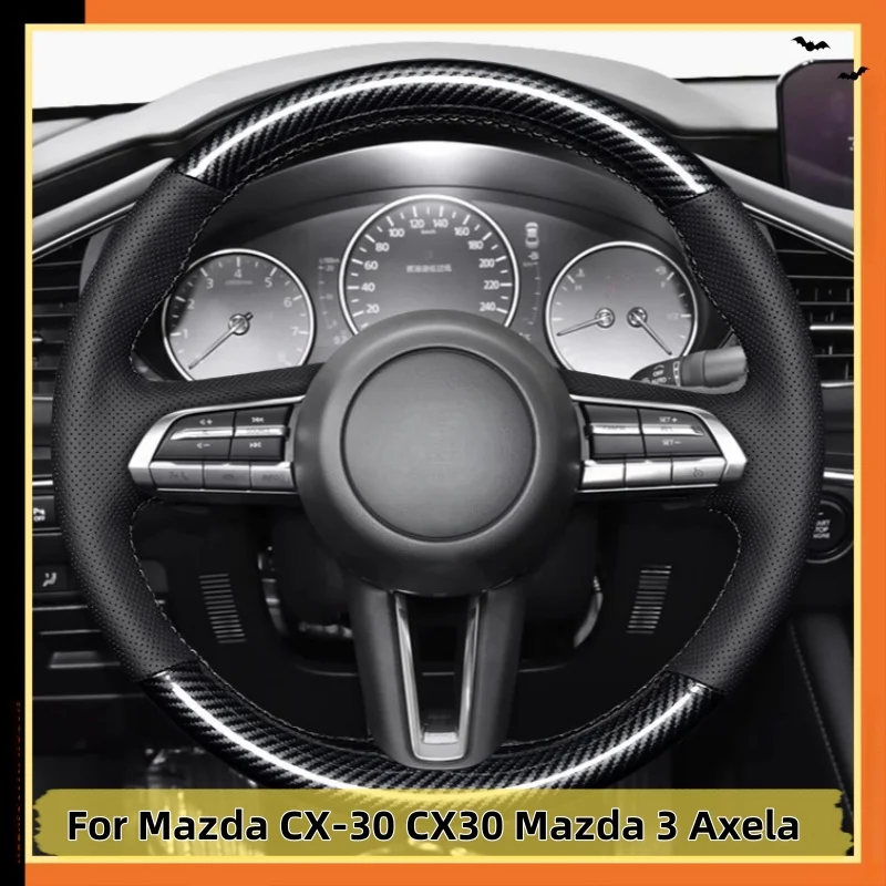 Car Steering Wheel Cover Hand-Sewn Carbon Fiber Leather For Mazda CX-30 CX30 Mazda 3 Axela 2019-2020 Car Interior Accessories 
Car Steering Wheel Cover Hand-Sewn Carbon Fiber Leather For Mazda CX-30 CX30 Mazda 3 Axela 2019-2020 Car Interior Accessories