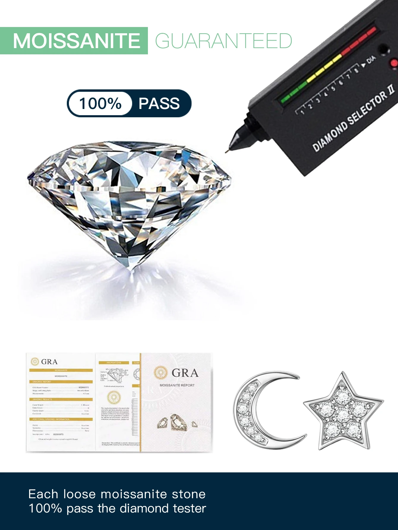 Star Moon Stud Earrings S925 Silver Moissanite Stud Earring with Gra Certificate Engagement New 2025
Star Moon Stud Earrings S925 Silver Moissanite Stud Earring with Gra Certificate Engagement New 2025