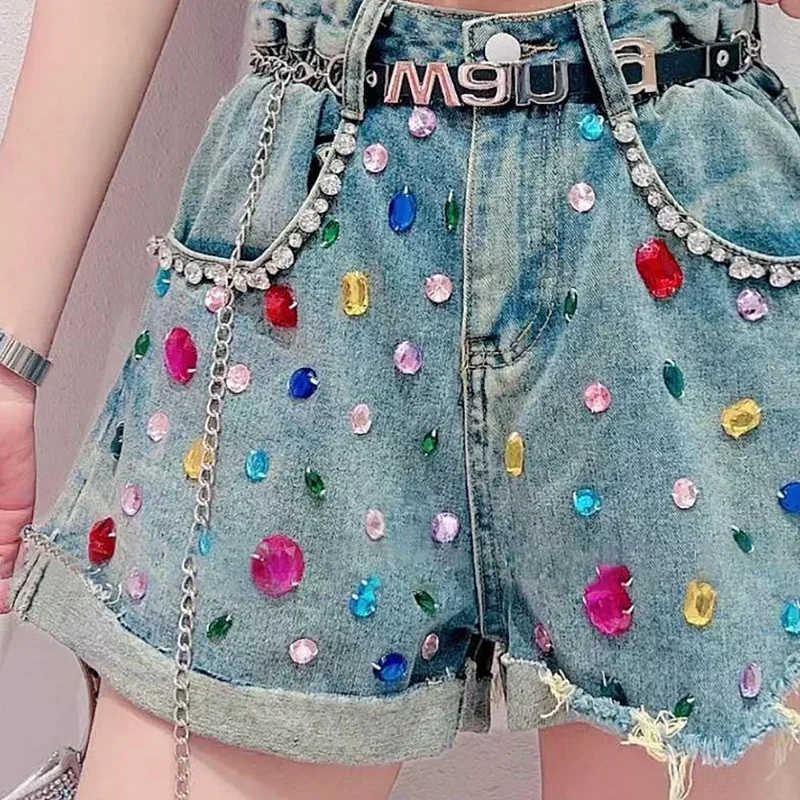 Bling Diamond Denim Shorts Women's Streetwear Design Hole Sequin Fashion All-Matched Jeans Shorts Summer Casual Loose Hot Pants
Bling Diamond Denim Shorts Women's Streetwear Design Hole Sequin Fashion All-Matched Jeans Shorts Summer Casual Loose Hot Pants