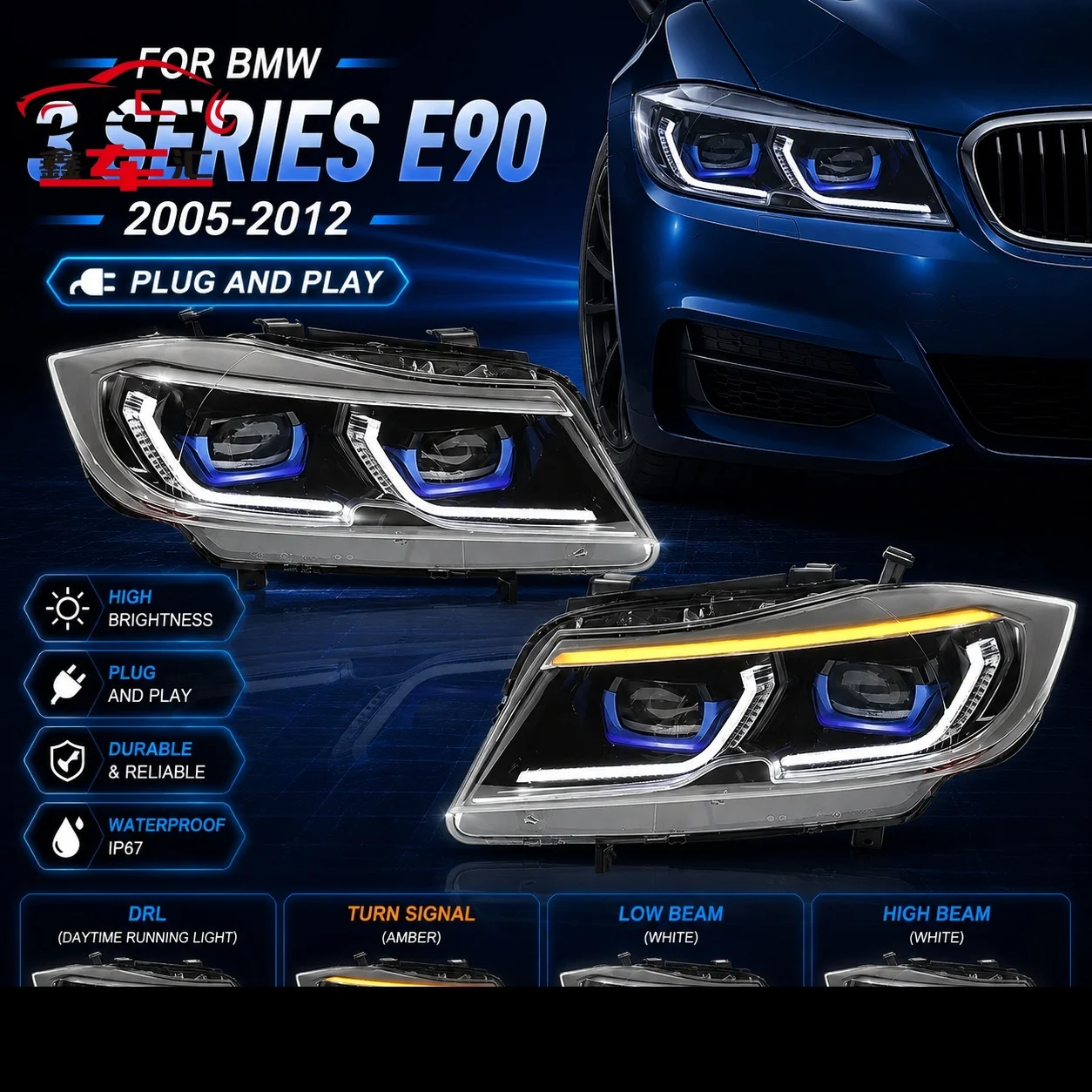 Car Parts Headlights Led For BMW 3 E90 2005-2012 Auto DRL Fog Trailer Lamps Turning Signal Voiture Plug And Play
Car Parts Headlights Led For BMW 3 E90 2005-2012 Auto DRL Fog Trailer Lamps Turning Signal Voiture Plug And Play