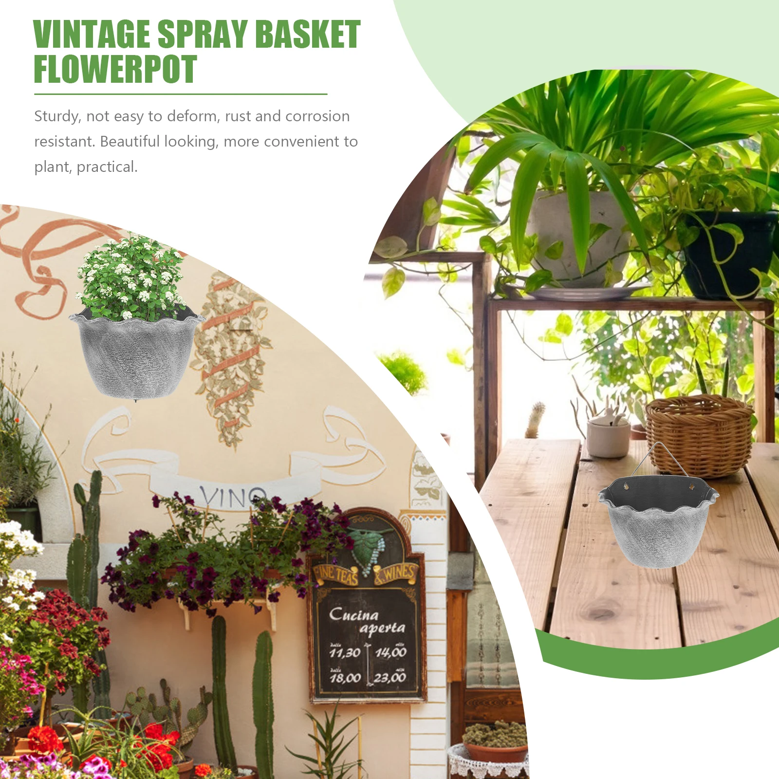 Retro Spray Painted Hanging Basket Planter Silver Plastic Wall Mounted for Indoor Balcony Succulent Garden Flowerpot Storage
Retro Spray Painted Hanging Basket Planter Silver Plastic Wall Mounted for Indoor Balcony Succulent Garden Flowerpot Storage