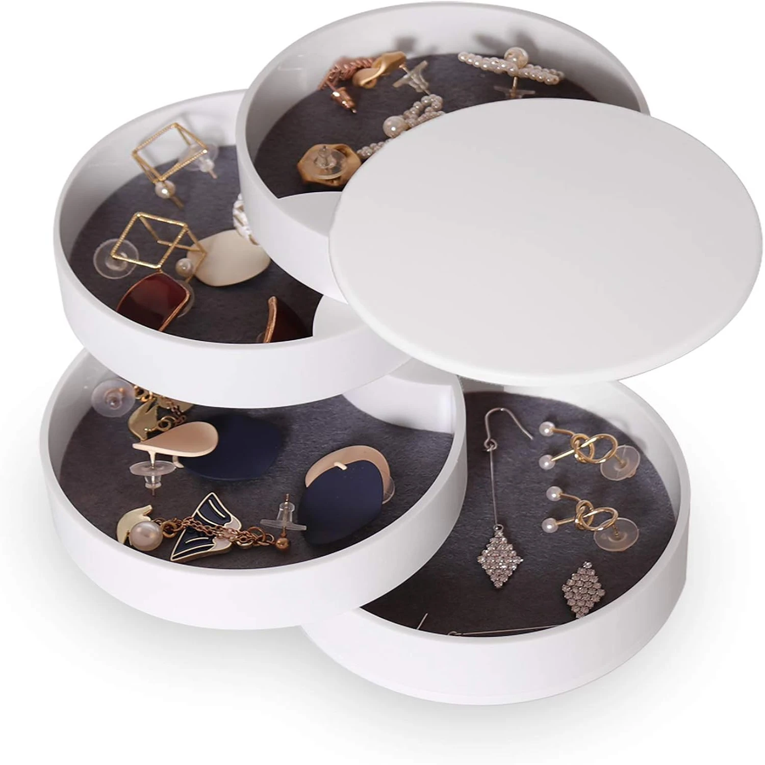 Stylish, Compact, and Portable CONBOLA Small 5-Layer Rotating Jewelry Organizer for Women - Elegant Earring Holder with Lid - Co
Stylish, Compact, and Portable CONBOLA Small 5-Layer Rotating Jewelry Organizer for Women - Elegant Earring Holder with Lid - Co