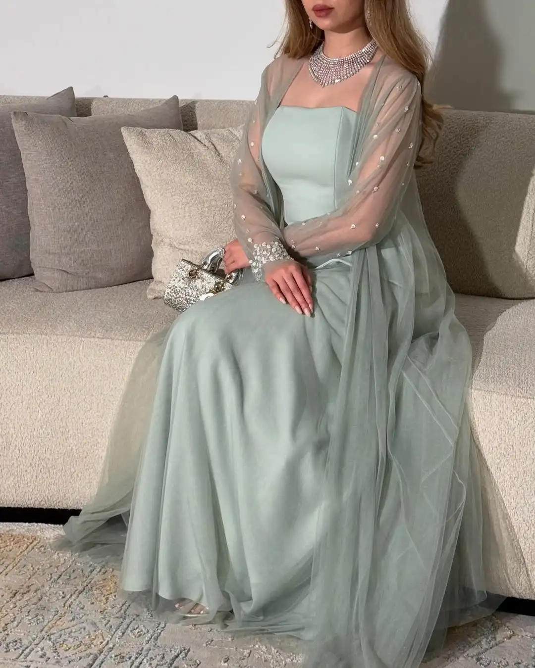 Customized Long Sleeves Prom Dresses Strapless Floor Length Pleated Beadings Sequins Party Dresses Evening Dresses 
Customized Long Sleeves Prom Dresses Strapless Floor Length Pleated Beadings Sequins Party Dresses Evening Dresses