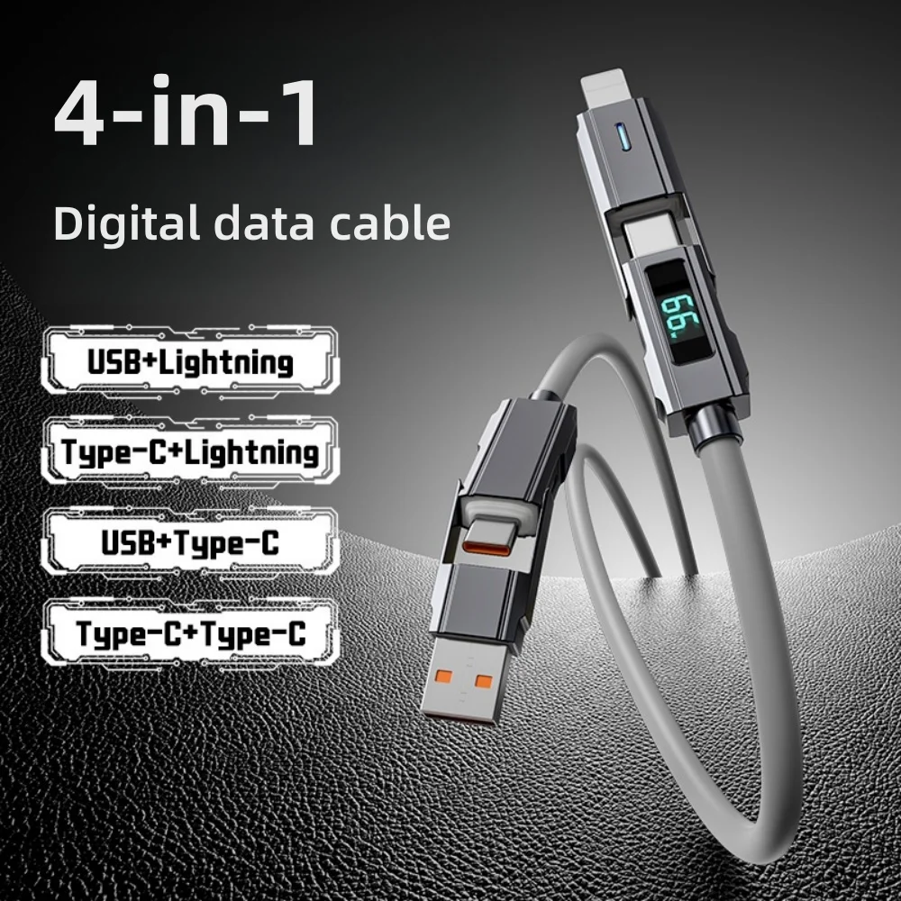 TypeC Four-In-One Silicone PD Fast Charging Cable Two-To-Two Data Line USB Port Mobile Phone Charging Cable Car Accessories
TypeC Four-In-One Silicone PD Fast Charging Cable Two-To-Two Data Line USB Port Mobile Phone Charging Cable Car Accessories