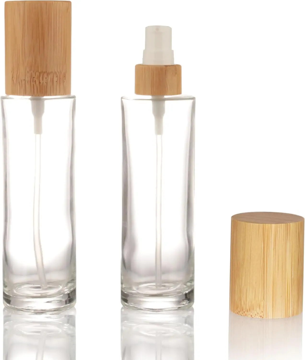 88pcs Empty 3.33oz / 100ml bamboo lids clear glass bottle with lotion pump dispenser refillable emulsion cosmetic cream bottles
88pcs Empty 3.33oz / 100ml bamboo lids clear glass bottle with lotion pump dispenser refillable emulsion cosmetic cream bottles