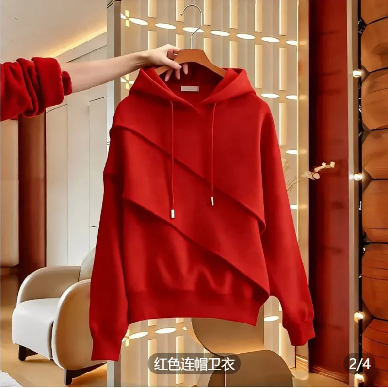 Spring 2026 Women's Casual Loose Fit Solid Color Hoodie Fashionable Asymmetrical Design Versatile Comfortable Hoodie
Spring 2026 Women's Casual Loose Fit Solid Color Hoodie Fashionable Asymmetrical Design Versatile Comfortable Hoodie
