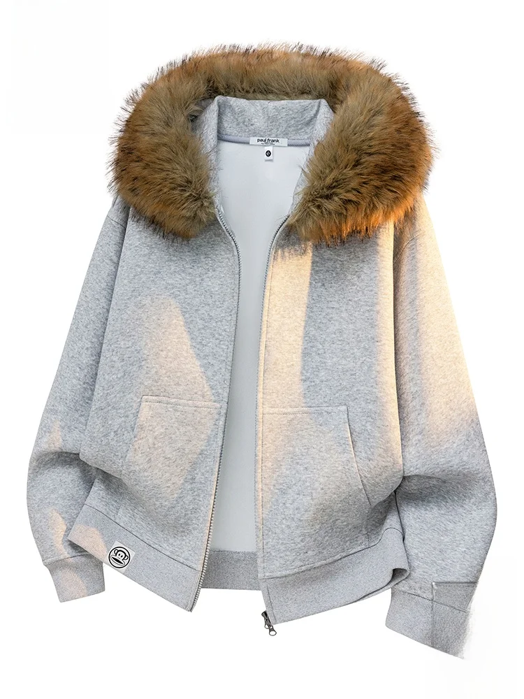 PaulFrank Men's Hooded Jaet with Detachable Fur Collar Zipper Cardigan Sweatirt Large Mouth Monkey Design
PaulFrank Men's Hooded Jaet with Detachable Fur Collar Zipper Cardigan Sweatirt Large Mouth Monkey Design