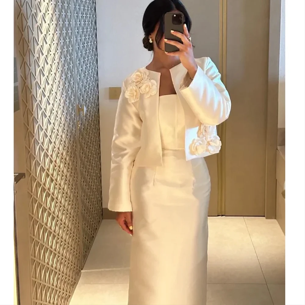 Elegant Ivory Evening Party Dresses with Jacket Two Piece Women Custom Made Event Long Sleeve Ankle Length Satin Flower Gowns
Elegant Ivory Evening Party Dresses with Jacket Two Piece Women Custom Made Event Long Sleeve Ankle Length Satin Flower Gowns