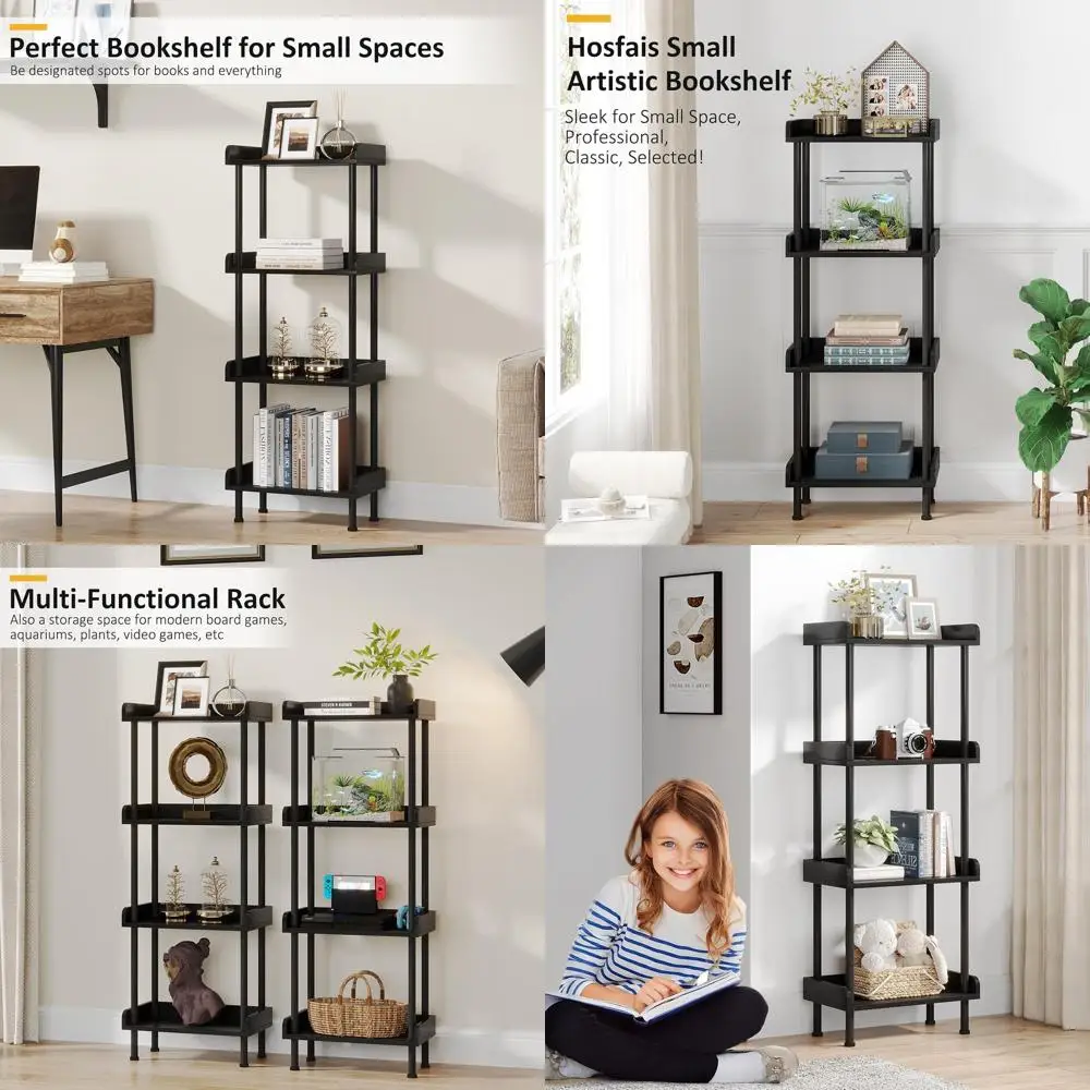 4-Tier Rustic Black Wooden Etagere Bookshelf, Storage Organizer for Living Room & Bedroom
4-Tier Rustic Black Wooden Etagere Bookshelf, Storage Organizer for Living Room & Bedroom
