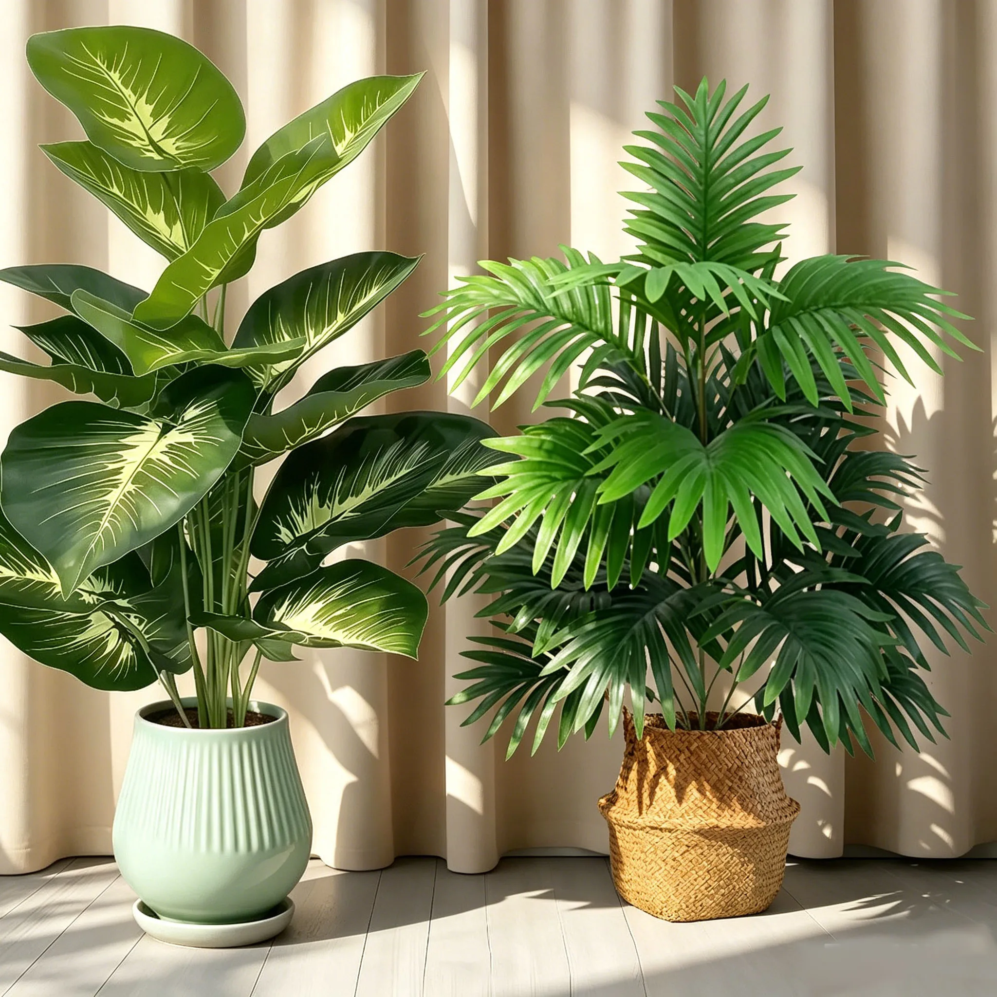 2 potted plants featuring simulated artificial pothos and banana leaves, suitable for indoor garden decoration, model H1620-003
2 potted plants featuring simulated artificial pothos and banana leaves, suitable for indoor garden decoration, model H1620-003