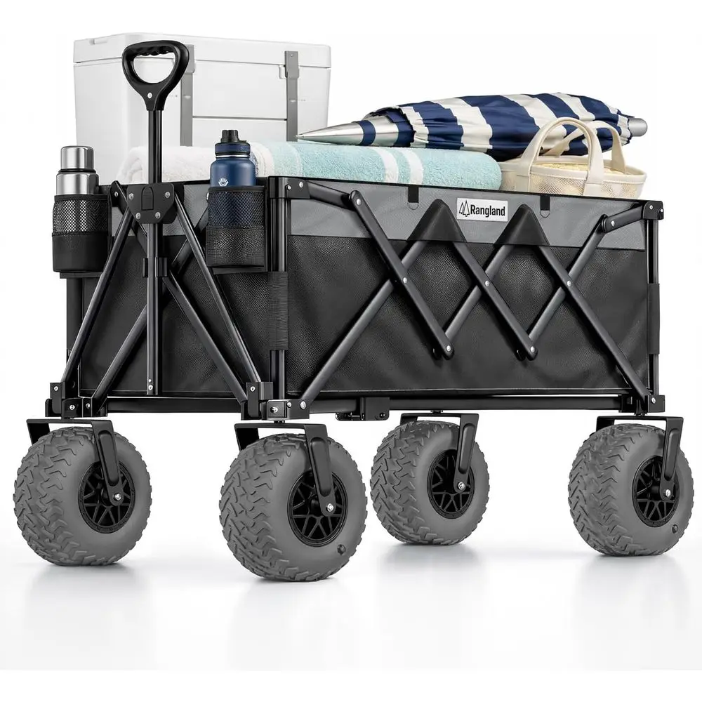 All-Terrain Heavy-Duty 10 Air Tires Beach Wagon - 300 LB Capacity, Suitable for Sand and Gravel (Black/Gray)
All-Terrain Heavy-Duty 10 Air Tires Beach Wagon - 300 LB Capacity, Suitable for Sand and Gravel (Black/Gray)