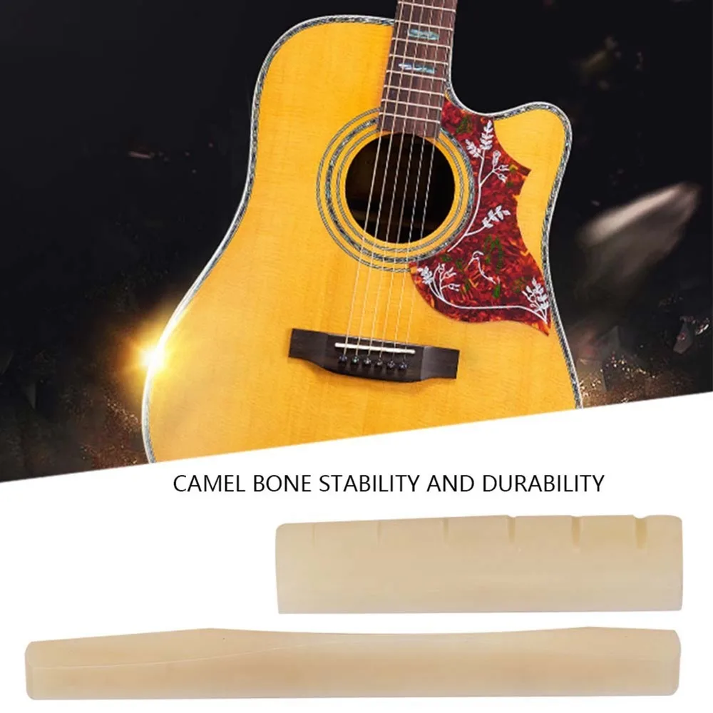 2PC Set Camelid Bone Material Camelid Bone Guitar Nut Lightweight Camelid/ Black Guitar Bridge Saddle Guitar Nut Set