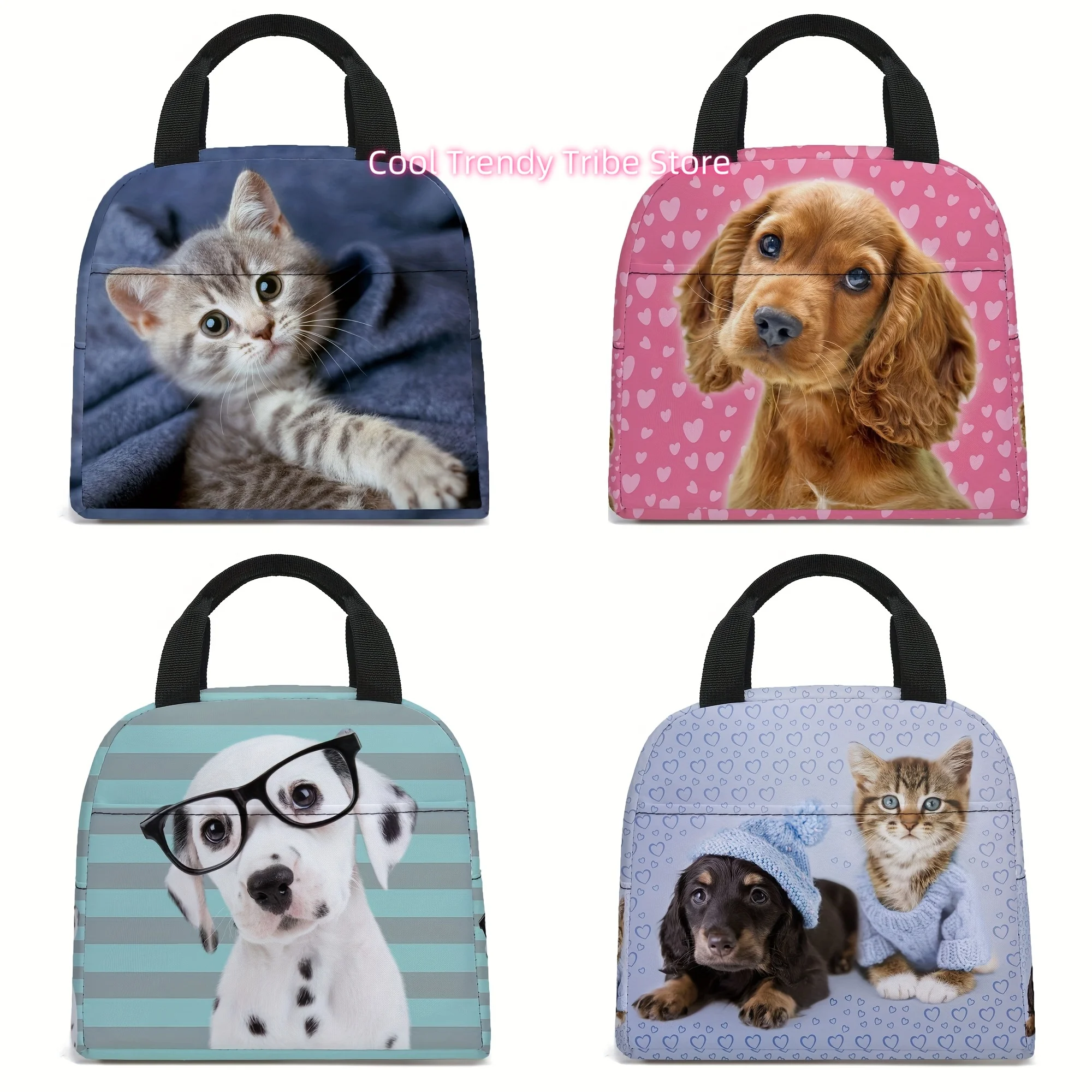 Cat & Dog Lunch - Cute Pet-Themed Insulated Cooler Tote with Cute Cat & Dog Face, Non-Food Contact Cooler Suitable for Work, Tra
Cat & Dog Lunch - Cute Pet-Themed Insulated Cooler Tote with Cute Cat & Dog Face, Non-Food Contact Cooler Suitable for Work, Tra