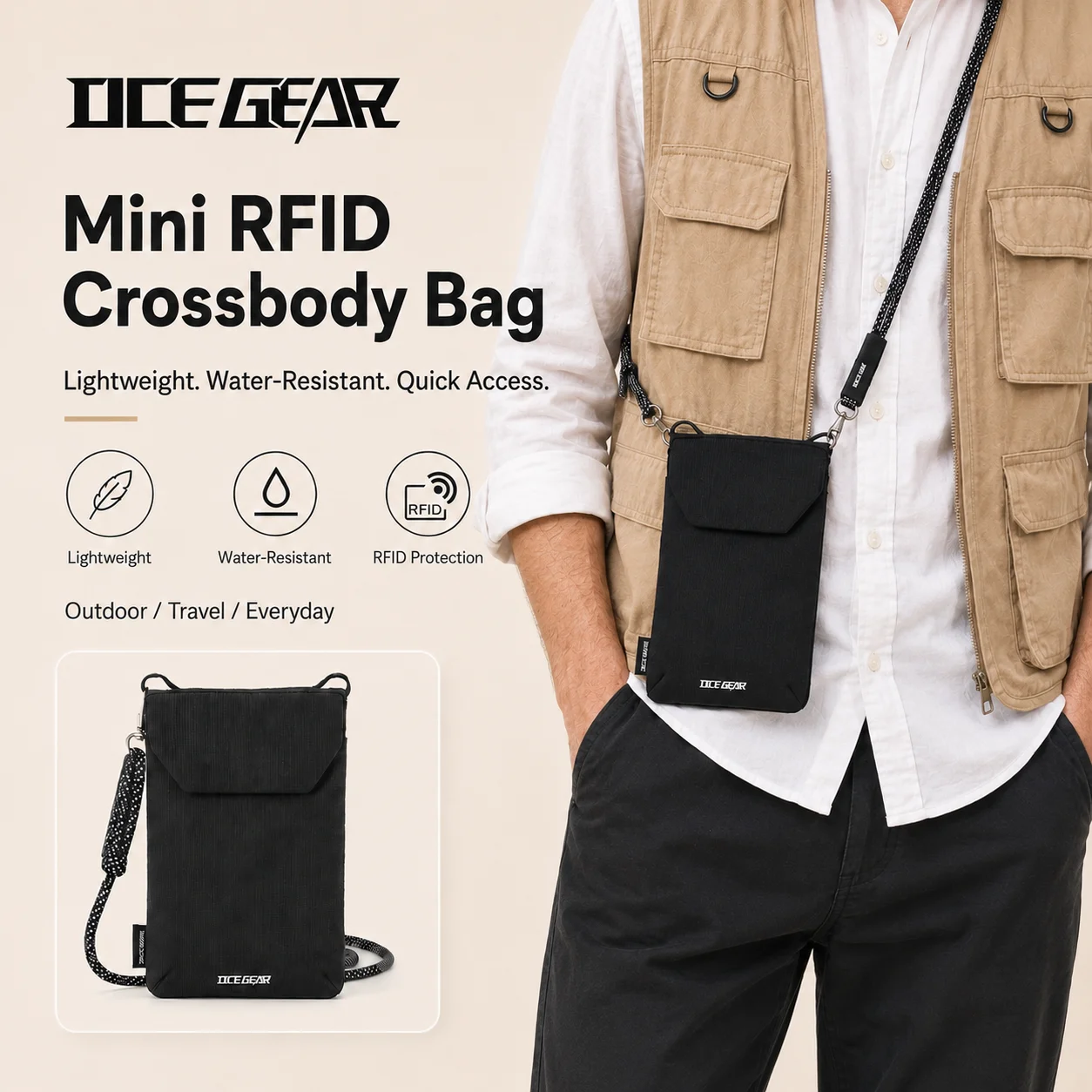 OCEGEAR Mini Crossbody Bag Men's Casual Phone Bag Travel Small Shoulder Bag Male Light Sling Bag Chest Pack Messenger Bags
OCEGEAR Mini Crossbody Bag Men's Casual Phone Bag Travel Small Shoulder Bag Male Light Sling Bag Chest Pack Messenger Bags