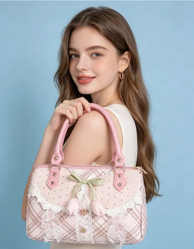 Japanese Sweet Fashion Elegant Plaid Polka Dot Handbag Bag Summer Large Capacity Lace Bow Cute Kawaii Lolita Cosmetic Bags Women
Japanese Sweet Fashion Elegant Plaid Polka Dot Handbag Bag Summer Large Capacity Lace Bow Cute Kawaii Lolita Cosmetic Bags Women