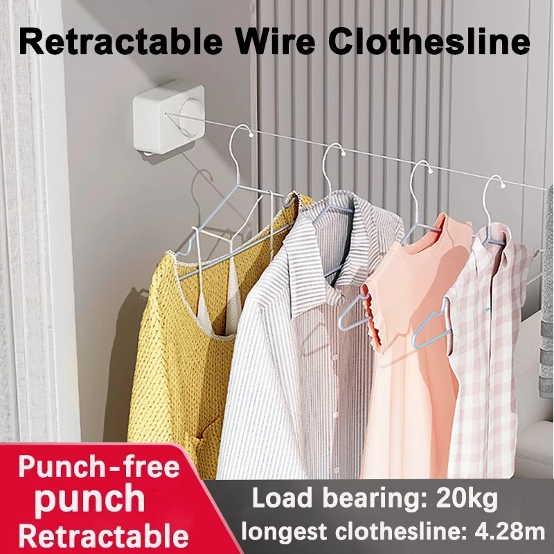 20kg Load-bearing Telescopic Wire Rope Rack ForClothes Drying Stainless Steel Home Tools Punch Free Retractable Wire Clothesline
20kg Load-bearing Telescopic Wire Rope Rack ForClothes Drying Stainless Steel Home Tools Punch Free Retractable Wire Clothesline