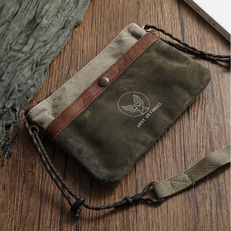 Американская мужская холщовая сумка в стиле ретро в стиле милитари из воловьей кожи, повседневная сумка с диагональным крестом, мобильная сумка на плечо
Американская мужская холщовая сумка в стиле ретро в стиле милитари из воловьей кожи, повседневная сумка с диагональным крестом, мобильная сумка на плечо