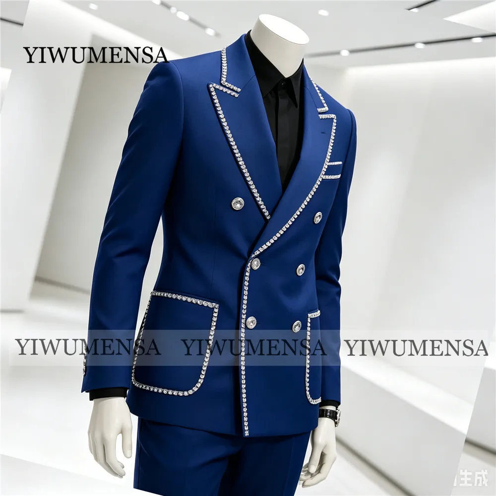Luxury Suit Men For Wedding Diamond Beaded Prom Blazer Customized Double Breasted Groom Tuxedos Slim Fit Man Birthday Outfits
Luxury Suit Men For Wedding Diamond Beaded Prom Blazer Customized Double Breasted Groom Tuxedos Slim Fit Man Birthday Outfits