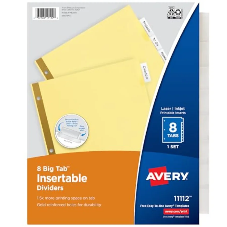 8-Tab Binder Dividers, Insertable Clear Big Tabs, 2
8-Tab Binder Dividers, Insertable Clear Big Tabs, 2