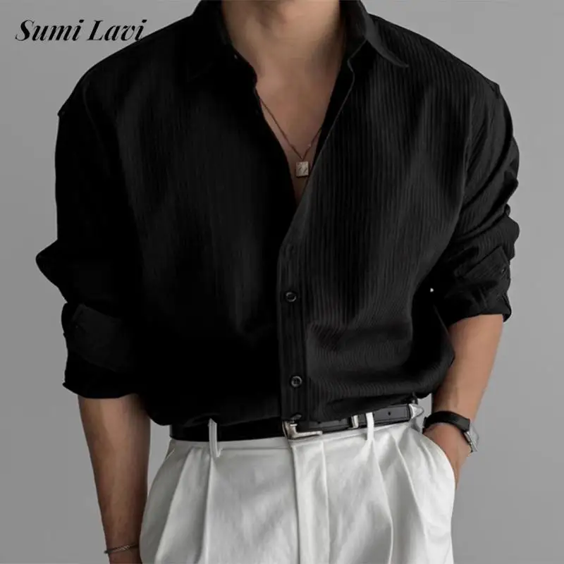 Daily Casual Long Sleeve Shirts For Mens Spring Fall Fashion Solid Color Textured Cardigans Men Vintage Lapel Button Shirt
Daily Casual Long Sleeve Shirts For Mens Spring Fall Fashion Solid Color Textured Cardigans Men Vintage Lapel Button Shirt