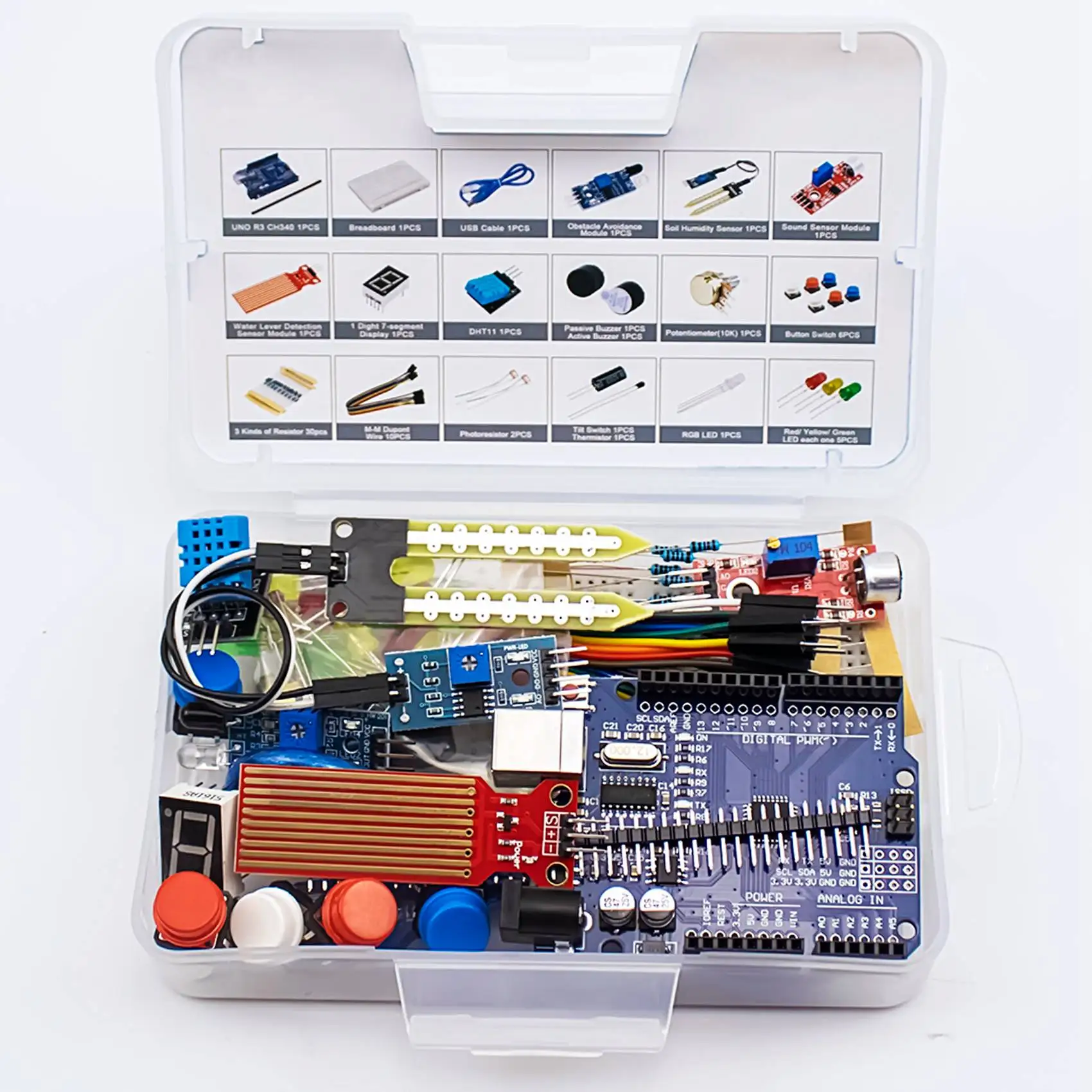 AEE8-Suitable For Arduino Uno R3 DIY Kit Capacitor/Bridge/Breadboard Starter Kit
AEE8-Suitable For Arduino Uno R3 DIY Kit Capacitor/Bridge/Breadboard Starter Kit