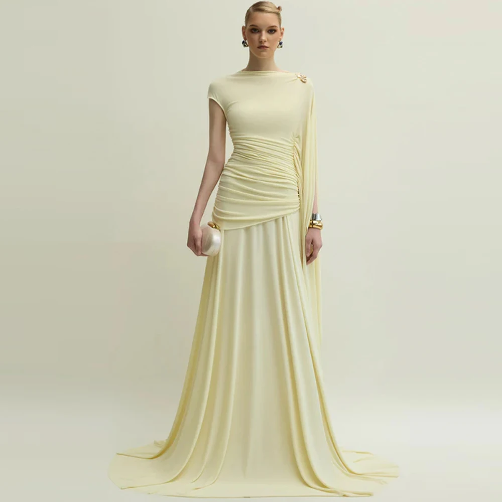 Classic yellow Jersey Evening Dress Luxury Sweep Train Homecoming Dresses Elegant Long Sleeves Customized Special Occasion Gowns
Classic yellow Jersey Evening Dress Luxury Sweep Train Homecoming Dresses Elegant Long Sleeves Customized Special Occasion Gowns