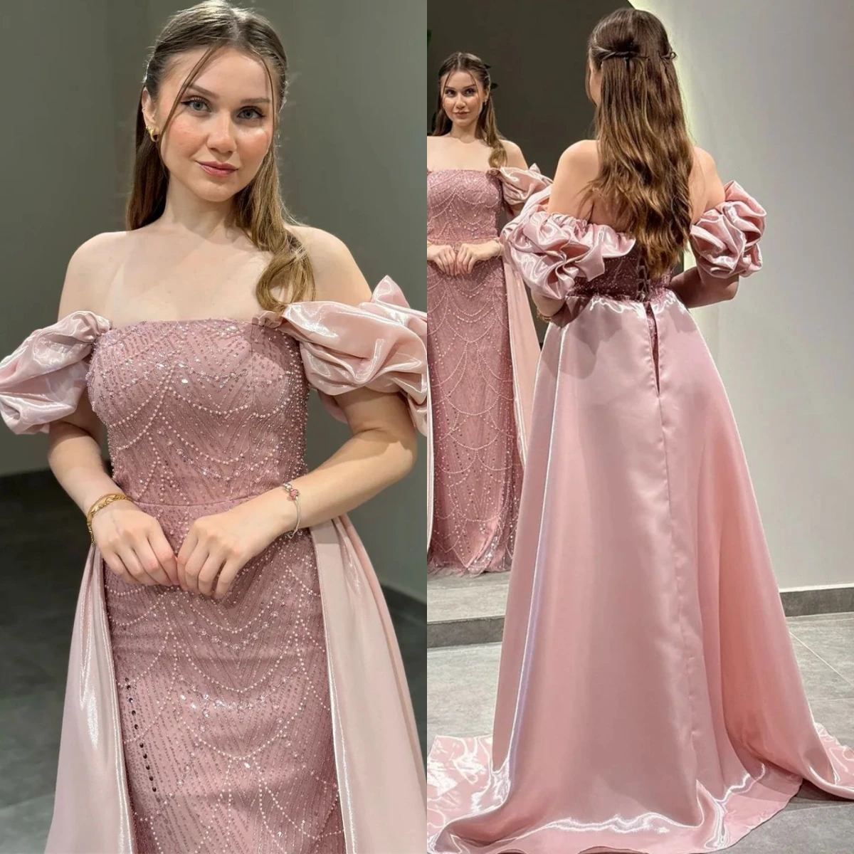 Customized Simple Pink Organza Evening Dress Elegant Boat Neck Short Sleeves Party Dresses Delicate Straight Beading Prom Dress
Customized Simple Pink Organza Evening Dress Elegant Boat Neck Short Sleeves Party Dresses Delicate Straight Beading Prom Dress