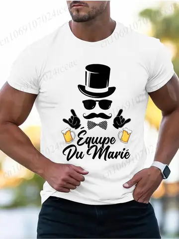 Men's T-Shirts Mariage Party Organisation Groom Homme Enterrement De Vie De Garçon EVG Futur Marié Humour Drôle T-Shirt