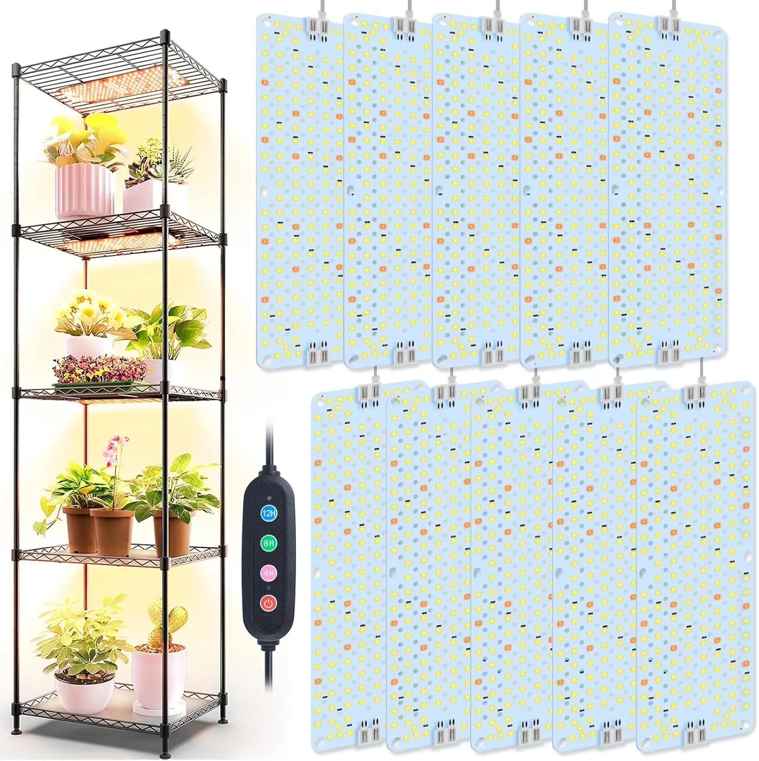 10 Panel Full Spectrum LED Grow Light with Timer, Ultra-Thin, Free Connect
10 Panel Full Spectrum LED Grow Light with Timer, Ultra-Thin, Free Connect