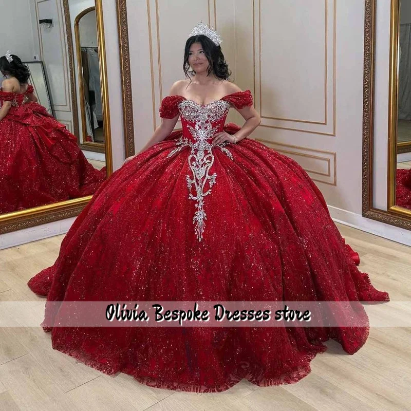 Luxurious Quinceanera Dress for Women with Bow Appliques Off the Shoulder Pleat Robe Quinceanera Rouge Customized
Luxurious Quinceanera Dress for Women with Bow Appliques Off the Shoulder Pleat Robe Quinceanera Rouge Customized
