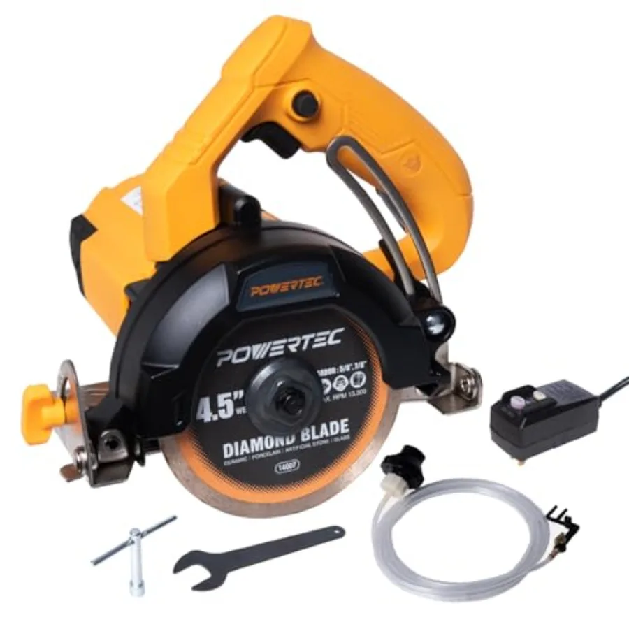 4.5" 12Amp/1400W Motor, Wet/Dry Cutting with Adjustable Water Feed System, GFCI Plug, Bevel and Depth Adjustment, Compatible wi
4.5" 12Amp/1400W Motor, Wet/Dry Cutting with Adjustable Water Feed System, GFCI Plug, Bevel and Depth Adjustment, Compatible wi