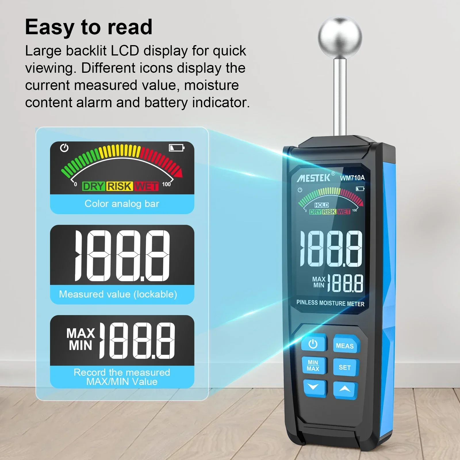 NEW WM710A Moisture Meter Wood Cardboard Lumber Concrete Buildings Humidity Detector Tester Portable Wood Humidity
NEW WM710A Moisture Meter Wood Cardboard Lumber Concrete Buildings Humidity Detector Tester Portable Wood Humidity
