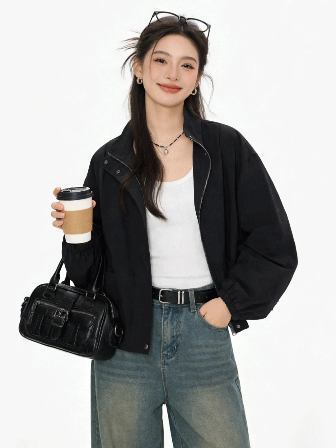 Slimming Casual Loose Stand Collar Jacket Women's Short Style Korean Version Retro American Spring Outerwear
Slimming Casual Loose Stand Collar Jacket Women's Short Style Korean Version Retro American Spring Outerwear
