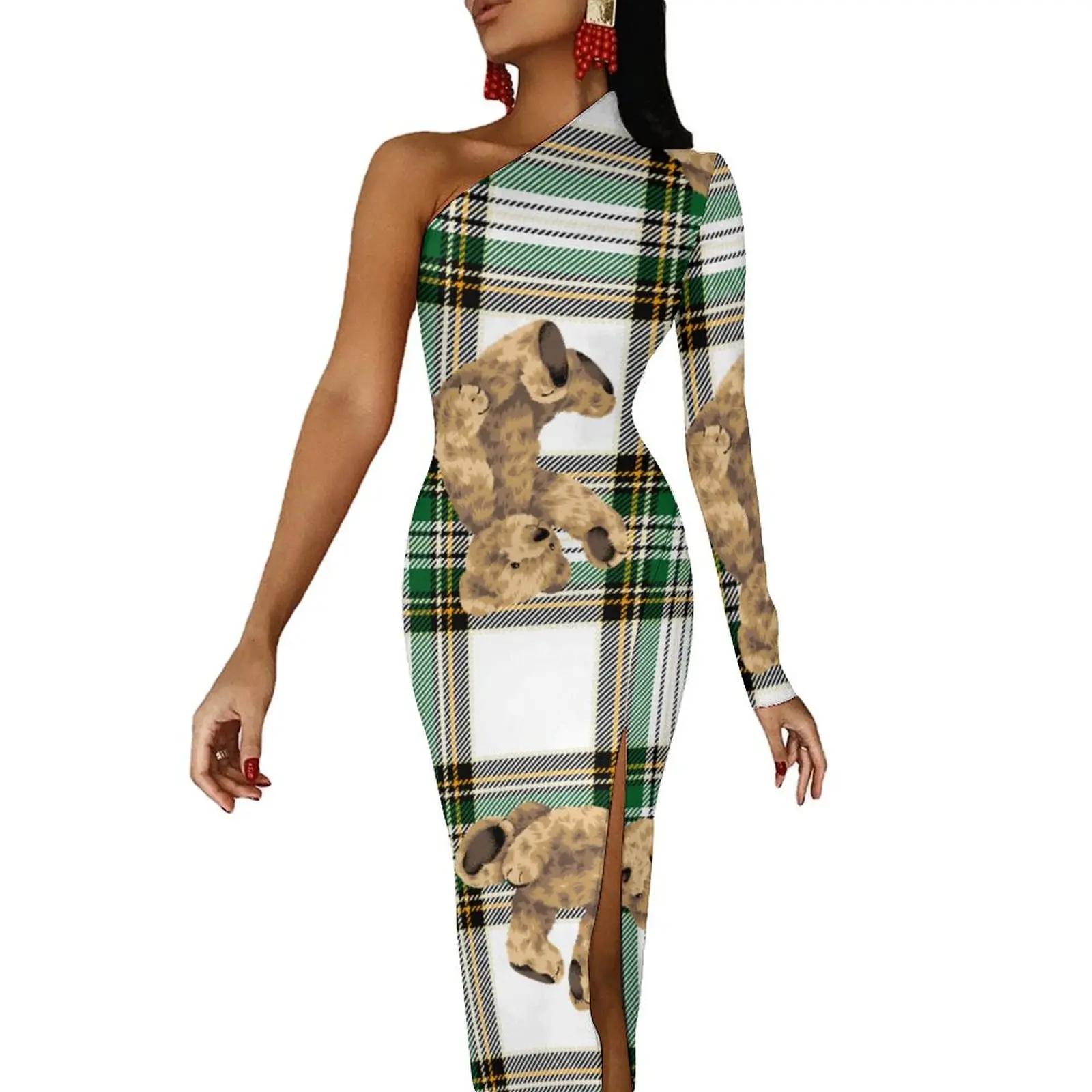 Cartoon Bear Bodycon Dress Spring Retro Plaid Print Pretty Side Split Long Dresses Long Sleeve Printed Streetwear Dress
Cartoon Bear Bodycon Dress Spring Retro Plaid Print Pretty Side Split Long Dresses Long Sleeve Printed Streetwear Dress