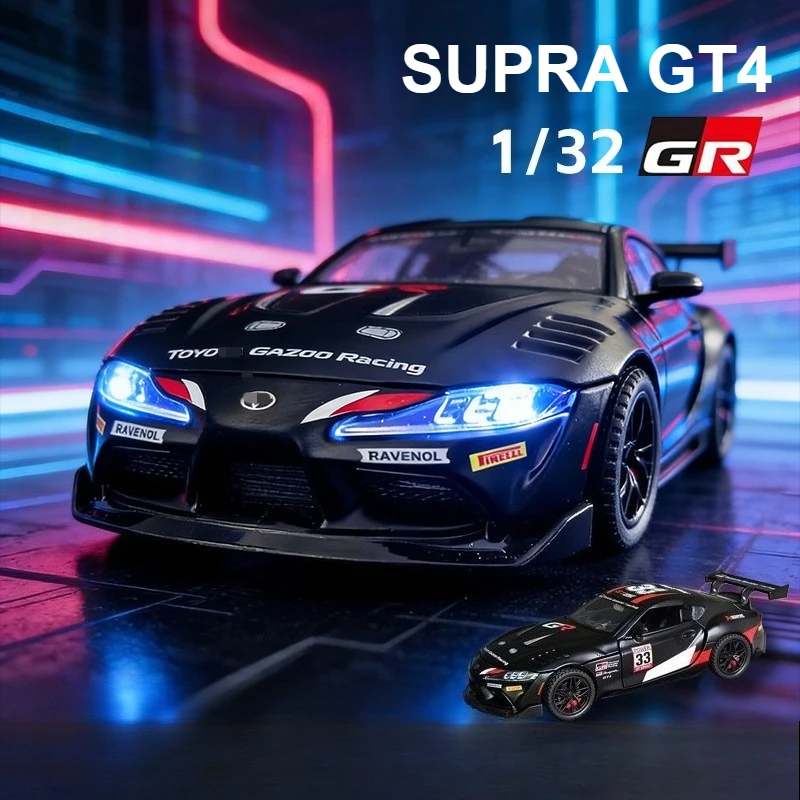 Модель спортивного автомобиля GR Supra GT4 из сплава, масштаб 1:32, со звуковыми и световыми эффектами, для домашнего декора, коллекционная, литая под давлением, игрушечная машинка, подарок для мальчика
Модель спортивного автомобиля GR Supra GT4 из сплава, масштаб 1:32, со звуковыми и световыми эффектами, для домашнего декора, коллекционная, литая под давлением, игрушечная машинка, подарок для мальчика