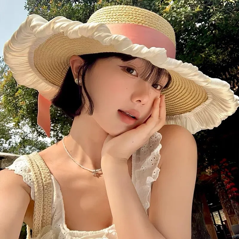 Ladies' Sun Hats Bow Silk Ribbon Flat Top French Sun Shading Beach Vacation Sun Hats For Girl Simple Elegant Large Brim Summer
Ladies' Sun Hats Bow Silk Ribbon Flat Top French Sun Shading Beach Vacation Sun Hats For Girl Simple Elegant Large Brim Summer